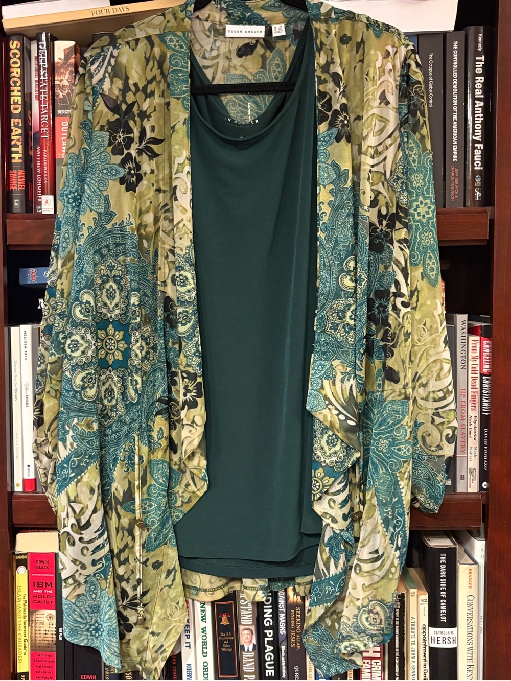 Susan Graver Regular Printed Mesh Cardigan and Tank Set